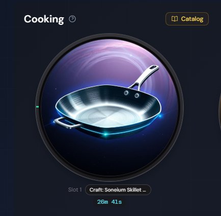 The image features a silver pot with a blue light shining through it, creating an interesting visual effect against a dark background. The pot appears to be empty or nearly empty, suggesting that it might have been recently used for cooking. The caption of the image reads "Resonance'S Kitchen is ready for Season 11! Unlock some @soneium score by minting yourself a Soneium Skillet!". This message implies that there's an upcoming season where users can earn points or rewards by using their Soneium Skillets, possibly in exchange for discounts on kitchen appliances.