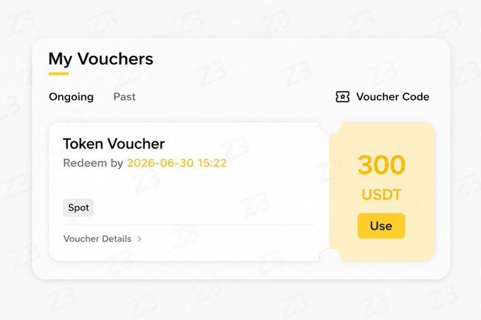A screenshot of an app called "Binance" that shows a code for a virtual currency reward, specifically 300 USDT tokens. The code was received by PSL campaign A, and this reward has been used within the past month or so. This is being showcased on the image in relation to the post that says "My Vouchers @binance Fam Just Received a 300 USDT Voucher From PSL Campaign A Nice Start To The day Thanks Binance #Binance".