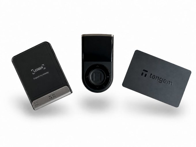 The image shows three different types of wallets, each with unique features and designs. The first wallet has a black design and is placed horizontally next to two other wallets. The second wallet also has a black design but is vertically positioned above the third wallet. The third wallet appears to be a credit card holder or a small wallet that can potentially hold a credit card. The post suggests that there are untapped $XRP opportunities in the market, and one of these wallets could potentially earn yield on those digital tokens if used for transactions.