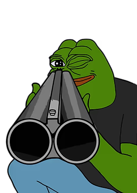 A cartoon image of Pepe the Frog smiling while holding binoculars to his eyes.