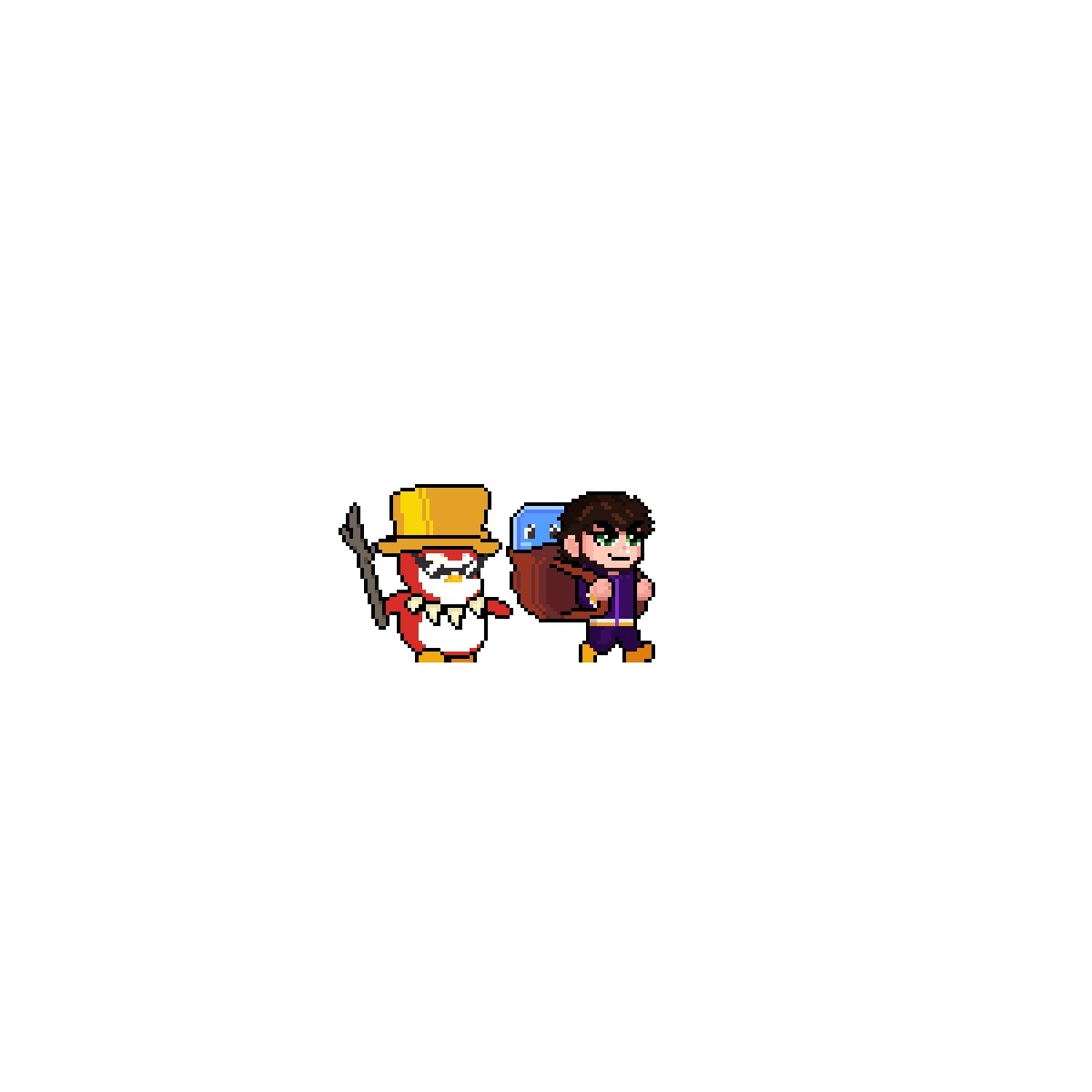The image features two cartoon characters, one wearing a yellow hat and carrying a backpack while walking with another character who has a blue backpack. The caption for this image reads "ALL SUBSCRIBERS WILL GET GTD SPOT @bunya_eth @blupixapp Please note if subscribers exceed the amount of spots we’ve been allocated, we’ll use a snapshot system you’ll want to join the @bull_and_bean discord too. Discord.gg/2sMjJ9Mpy". The image is related to the post because it contains information about the characters and their backdrops, which can be shared with followers on social media platforms like Discord or Instagram.