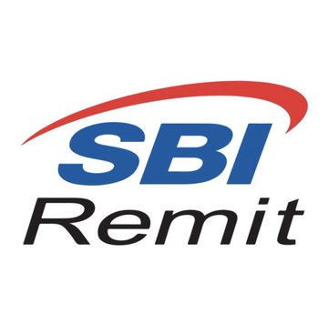 The SBI Remit logo is displayed, featuring bold blue "SBI" lettering above "Remit" in black, with a red swoosh arching over the top. The image visually reinforces the post's message about SBI Remit being a real Japanese money transfer company utilizing Ripple's On Demand Liquidity with XRP for cross-border payments.
