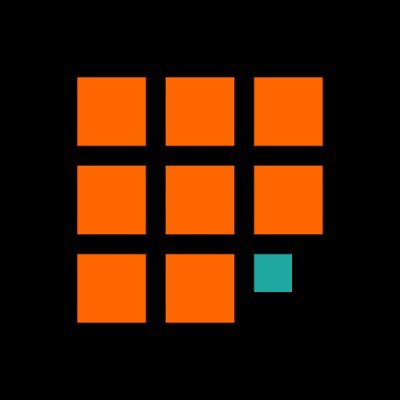 A grid icon shows orange squares arranged in a 3x3 pattern on a black background, with one square in the bottom-right corner highlighted in teal.
