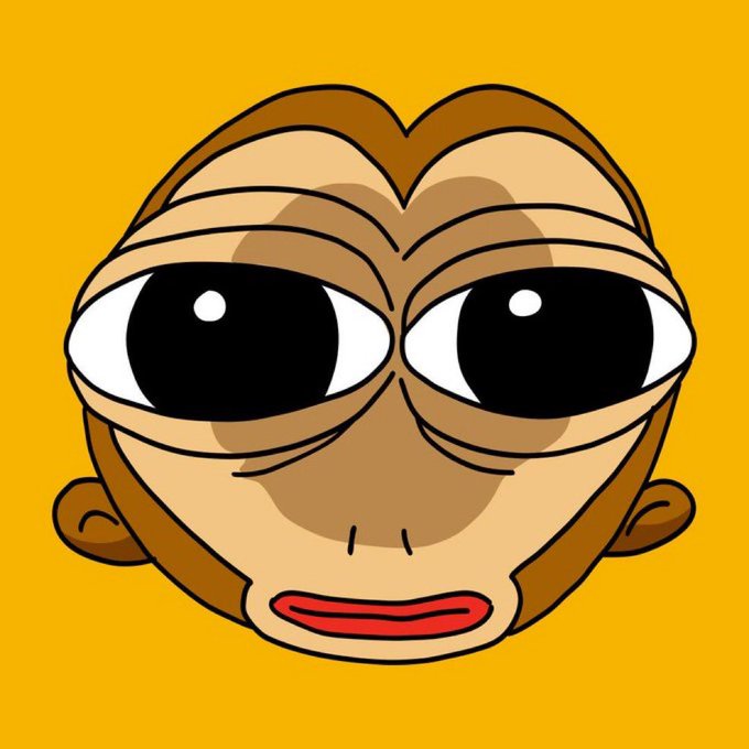 Stylized cartoon illustration of a face with large, expressive eyes and a small smile set against a solid mustard-yellow background.
