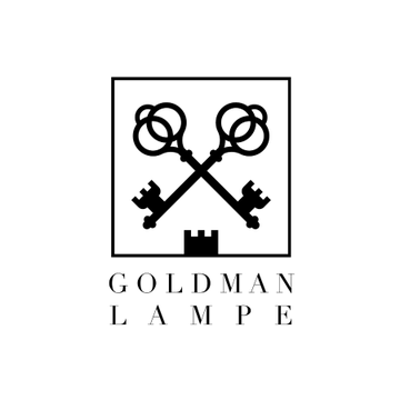 The image displays the Goldman Lampe logo, featuring two crossed ornamental keys above a small castle emblem, with the name "GOLDMAN LAMPE" in serif lettering beneath. It accompanies a post highlighting the private bank's bullish €120M Bitcoin acquisition during a market dip.