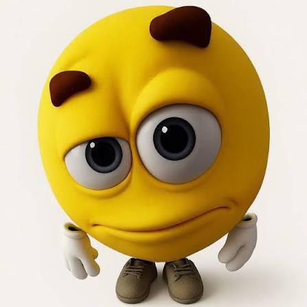 A 3D-rendered yellow emoji character with wide, worried eyes and a small frown stands on tiny legs wearing gray shoes. The skeptical, doubtful expression of the emoji humorously reflects the post's skepticism toward the token's $17k market cap and "582 holders" metric, suggesting the numbers may not tell the whole story.