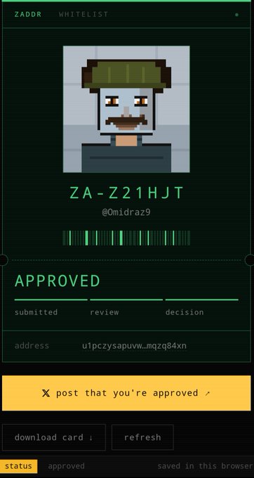 A pixel art 'Early Supporter' whitelist approval card from Hazels dated SEP 08, 2026, awarded to RichKId.Eth (@chocolate_kvng) with a 1.01x multiplier.