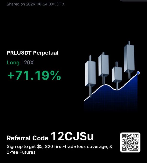 The image shows a black background with a white line that reads "Long 20X", which indicates that there are 20 shares of a company, PRL USDT, currently held by an individual. The text below this line states that the person holding these shares is looking for a long term trade and wants to share their knowledge about the stock market.

The image also includes a green bar graph with a blue line on it, which shows the price of PRL USDT over time. This information can be used by the individual in their trading strategy or as a reference point when discussing the stock market with others.
