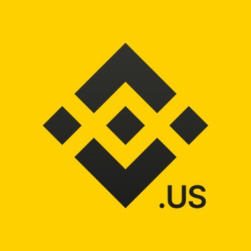 The image shows the Binance.US logo—three black diamond shapes forming a larger diamond pattern on a yellow background, with ".US" text in the bottom right corner—representing the cryptocurrency exchange platform that plans to apply for a CFTC license to launch its own prediction market.