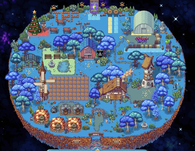 A pixel art map of Stardew Valley displays various locations including the 'Festival Fields', a barn, greenhouse, cabins, and a 'Shipping' entrance at the bottom.