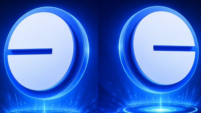 The image displays two mirrored glowing blue logos of @base ($BASE), the onchain app platform referenced in the post. The sleek, futuristic visual reflects the post's message about blockchain becoming seamlessly integrated into everyday user experiences — invisible and effortless rather than technically complex.