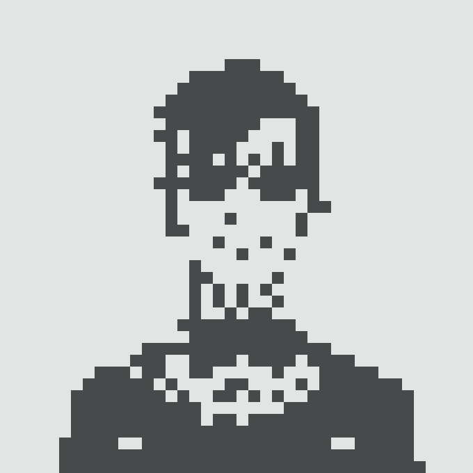 A pixel art portrait of a young person wearing a cap, rendered in black and white with a low-resolution aesthetic typical of NFT profile pictures or meme coin imagery.