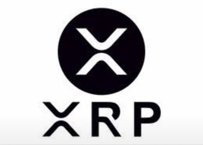 The XRP cryptocurrency logo displayed as a black circular emblem with the 'X' symbol above the text 'XRP'.
