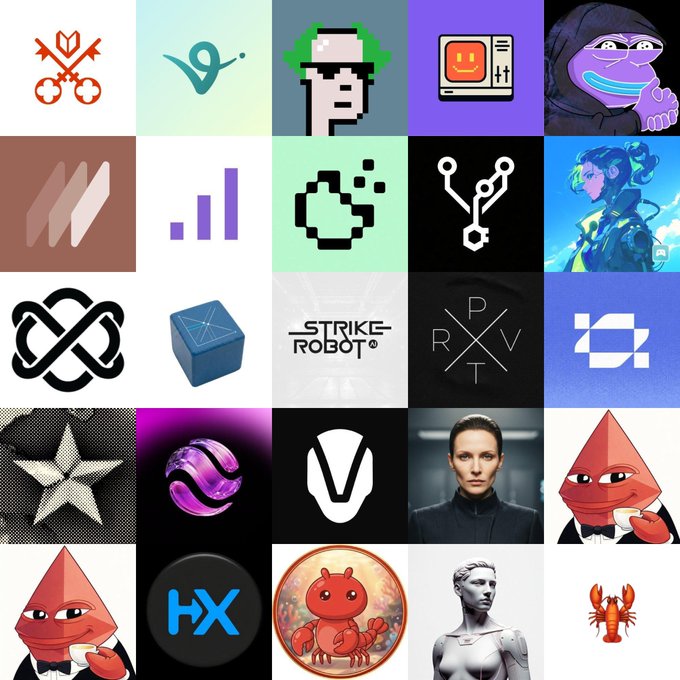 The image features a collection of logos, including one for HEX, another for REPPO, and several others related to AI and virtual reality. The logos are arranged in a grid format with each logo occupying its own square within the grid. The colors used in the logos vary, adding visual interest to the overall composition. The image also includes an illustration of a lobster holding a book, which is not directly related to the main theme but adds a touch of whimsy and creativity to the scene.