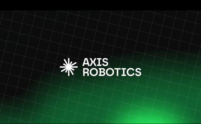 A logo screen displaying "AXIS ROBOTICS" with a star-like icon against a black background with green gradient and grid lines.