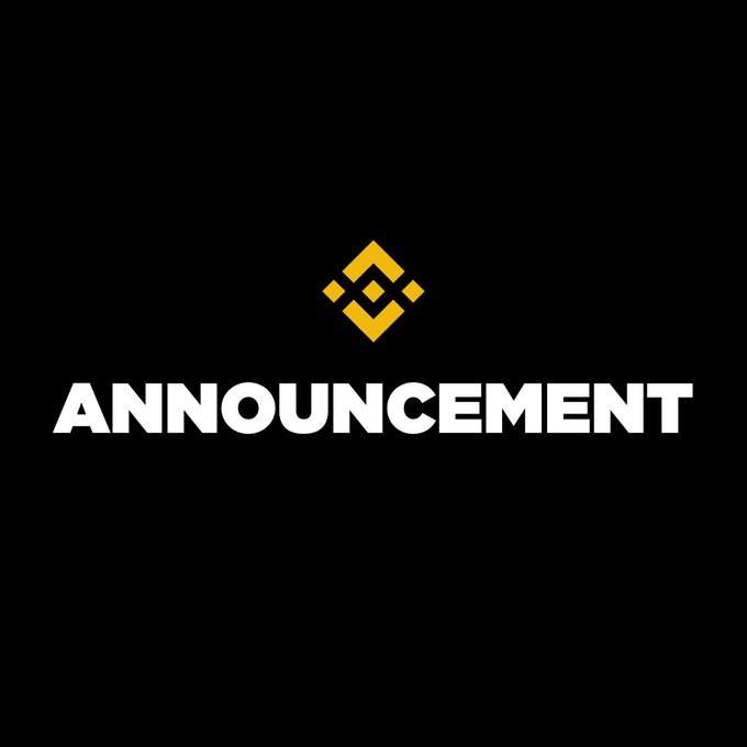 A black graphic featuring the yellow Binance logo above the bold white word "ANNOUNCEMENT," serving as a header for Binance's official update regarding the extension of its Monitoring Tag to include ACX, LSK, and STX tokens.