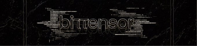 A dark, glitch-style banner displays the word "bittensor" in outlined text with the subtitle "Yuma Consensus" overlaid on a black marble-textured background with pixelated digital artifacts. The image appears to be promotional branding for the Bittensor network, a decentralized AI platform whose native token ($TAO) is referenced in the accompanying post about subnets.