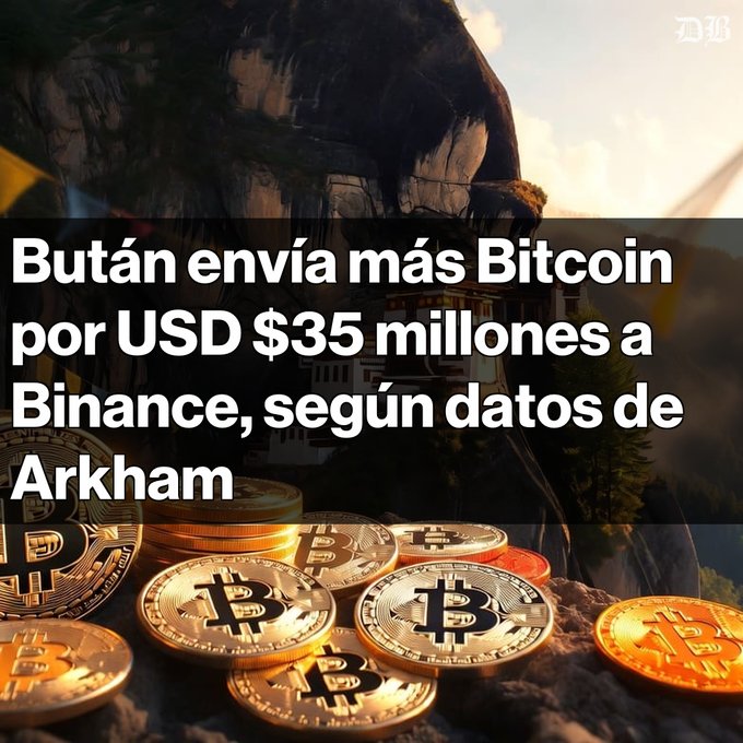 The image shows a close-up view of multiple gold Bitcoins stacked up against each other, with some also scattered around them. The text accompanying the scene explains that someone has sent $34,61 worth of Bitcoins to Binance, an exchange platform for trading Bitcoin and other cryptocurrencies. It mentions that this money will be used to invest in bitcoins and possibly other virtual assets as well. The post is written in Spanish, providing a detailed account of the transaction.