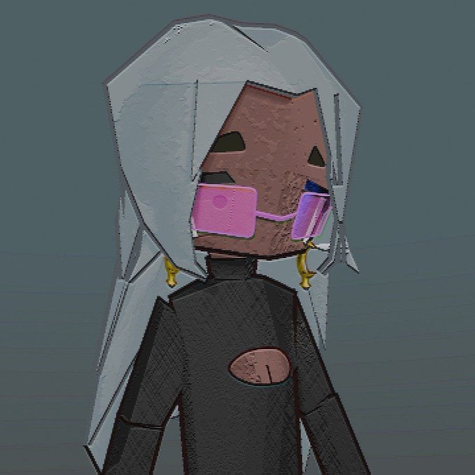 A stylized NFT-style character with long silver hair, sunglasses, gold earrings, and a dark outfit poses against a muted background. The image visually supports the post’s upbeat message: “Good morning to absolutely everyone who believes in NFTs 🌸.”