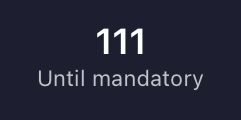A simple dark blue graphic displaying the white text '111' above the words 'Until mandatory'.