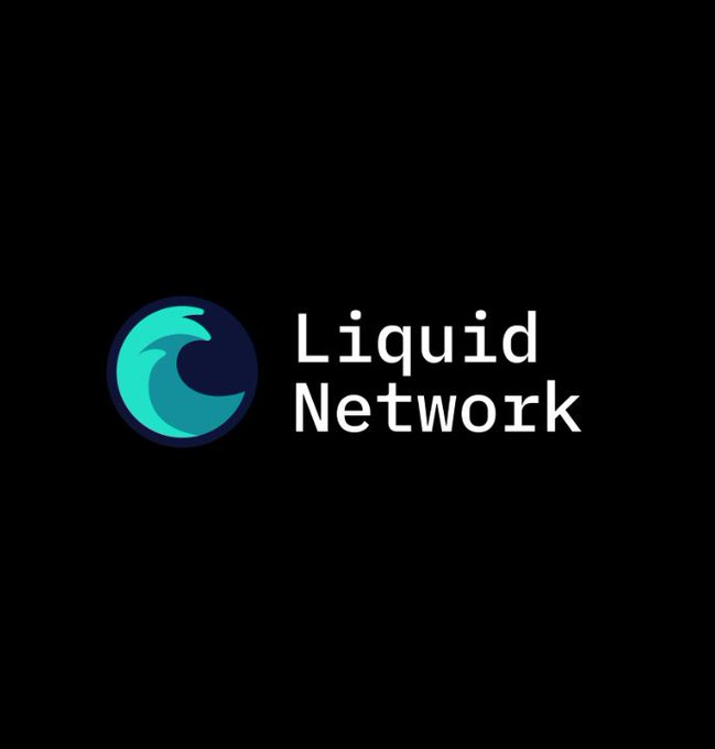 The logo for 'Liquid Network' cryptocurrency displayed on a black background with a stylized teal wave emblem.