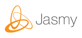 The image displays the Jasmy logo, featuring an orange orbital atom-like design next to the word "Jasmy," which corresponds to the cryptocurrency ticker $jasmy mentioned in the post speculating about Remixpoint's potential acquisition of JasmyLab.