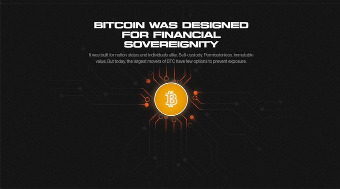 A dark promotional graphic reads 'BITCOIN WAS DESIGNED FOR FINANCIAL SOVEREIGNITY' with a glowing orange Bitcoin chip illustration.