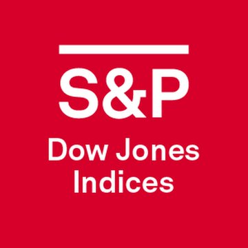 The image shows the S&P Dow Jones Indices logo in white text on a red background. It relates to the announcement of S&P Dow Jones Indices partnering with Pantera Capital to launch a new digital asset index focused on tokens with real revenue and utility.