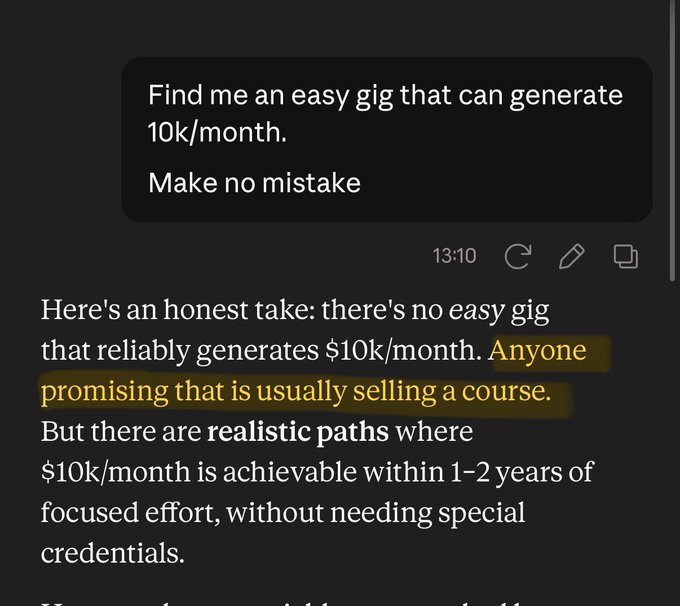 In the given image, there are two posts side by side, with one appearing much larger than the other. On the left side of the right-sized post, there is text that states "AGI achieved. Claude can spot paid group gurus". The other post contains a photograph of a person's face and text providing advice on how to make an easy gig.
