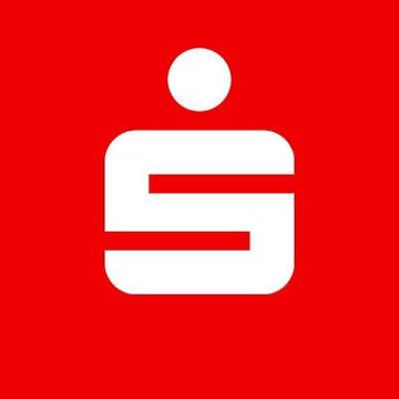 The image displays the Sparkasse logo—a stylized white "S" with a dot above it on a red background—representing the German savings bank that will soon allow customers to purchase Bitcoin directly through its banking app, as highlighted in the post.