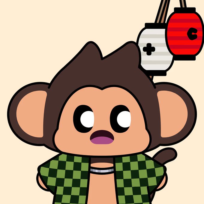 A digital illustration of a cartoon monkey character with large ears, wearing a green checkered shirt, with a red and white gaming controller (resembling a GameCube controller) visible in the upper right corner.