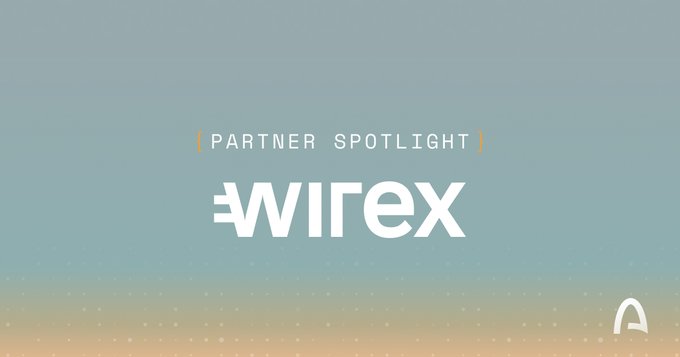 A gradient blue-to-orange graphic features the text '[ PARTNER SPOTLIGHT ]' above the 'WIREX' logo, with a small arch-shaped icon in the bottom right corner.
