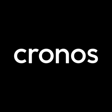 The image displays the word "cronos" in white lowercase letters against a black background, serving as the logo for Cronos, the blockchain platform mentioned in the post about its Tectonic exploit post-mortem recovery of approximately $111.2M.