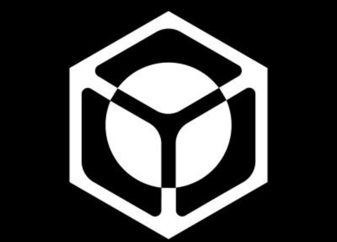A white geometric logo on a black background, featuring a hexagon enclosing a circle with three connecting lines forming a Y-shape.
