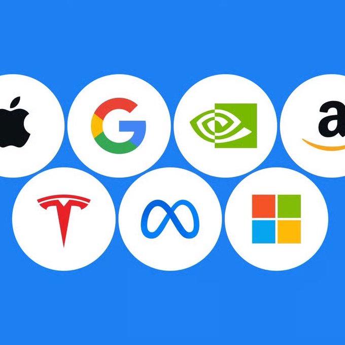 The image displays circular logos of major tech and e-commerce companies—Apple, Google, NVIDIA, Amazon, Tesla, Meta (∞), and Microsoft—on a blue background. These represent the top tokenised stocks seeing explosive on-chain trading activity, with monthly transfer volume surging 416% to $29.5 billion and holder addresses climbing 167% to 2.36 million.
