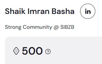 The image shows a post that has been shared by a user named Shik Imran Basha, who is part of a strong community known as SIBZB. The post contains a list of requirements for joining the community, which includes 500+ points needed to complete the application process. The post also mentions that the application should be completed within an hour and that it has been shared on social media platforms like Instagram.
