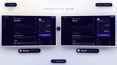 A dark-themed cryptocurrency trading interface displaying candlestick charts and trading data with 'View Live' buttons.