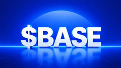 The image features a large white "S" surrounded by blue lights, creating an eye-catching logo for a company named "Base". The background of the image is dark blue with a light source shining directly onto the "S" logo. The text on the image reads "@base not really trying to farm it but using the base network organically typically my transactions are primarily on bridge on ramp with @RelayProtocol and previously some drops claiming on @KaitoAI".