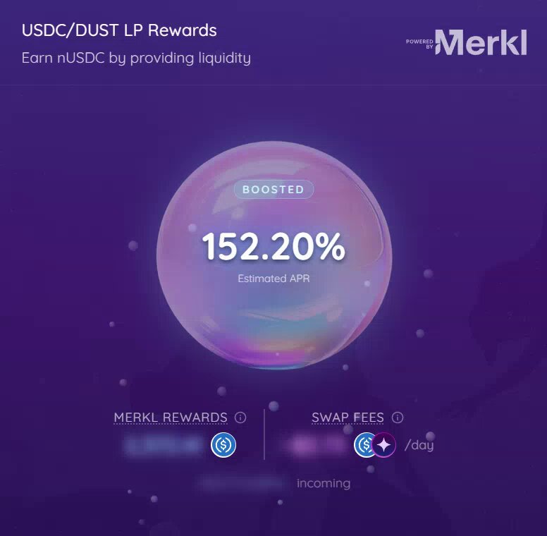 The image displays an advertisement with a purple background featuring a large bubble representing an estimated 200% reward after trading for neverland coins @Balancer AutoRange. This suggests that the user's trading activity at Merkle Rewards has paid off, and they are receiving a higher than expected return on their investment. The text in the post provides additional information about the earning process, with details such as neverland coins and the lending protocol that generates revenue from borrowing activities.