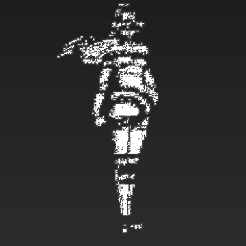 The image appears to be a heavily pixelated or glitched black-and-white graphic showing an indistinct figure or character, likely distorted due to encryption as referenced in the accompanying post about "BLEACH WAVE 2 LIKELY ENCRYPTED." No legible text, numbers, tickers, or names are visible within the image itself.