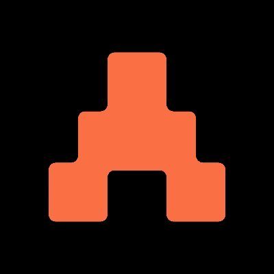 An orange, blocky letter 'A' logo on a black background.