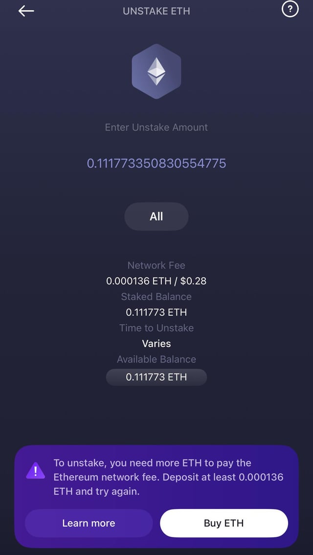 The image shows a phone screen displaying an error message, possibly related to an issue with the Ethereum network or a problem with the staking process. The text indicates that there might be a problem with the staking account, and the user should check for errors in the code or try again later. The post suggests that the staking process is not working correctly, and it may take two months before the issue can be resolved.