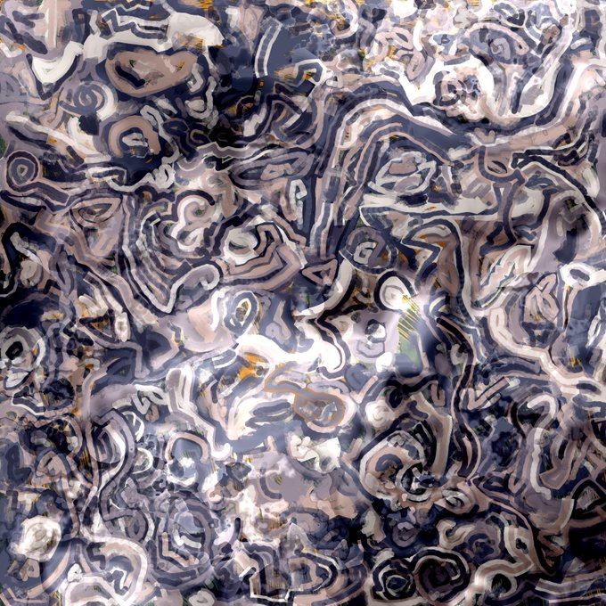 A swirling abstract composition dominated by sinuous lavender, cream, and charcoal-toned forms interwoven with subtle touches of ochre, evoking the aesthetic of marbled stone or organic topographical patterns—true to its title as a "Generic Abstract" piece minted by @javaing in collaboration with @bootloader_art for the #genartclub. No text, numbers, or names are visible within the artwork itself.
