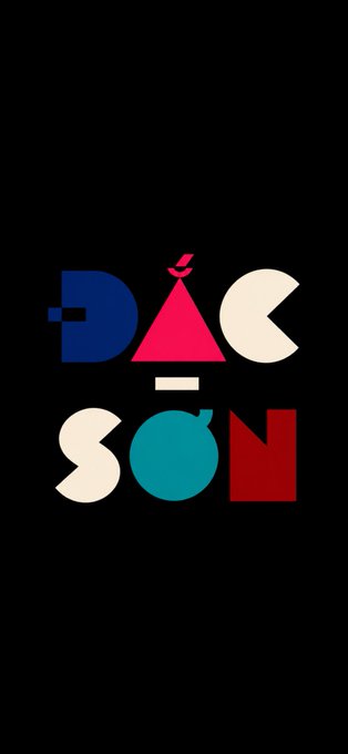 A colorful stylized logo that reads 'DAC SON' with geometric letterforms in blue, pink, cream, teal, and red on a black background.