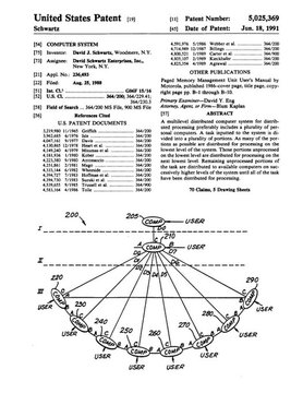 The first page of United States Patent 5,625,369 for a computer system, featuring a diagram of a network connecting users.