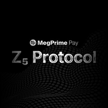 The image displays a dark, textured background featuring the "MegPrime Pay" logo alongside the "Z5 Protocol" branding in metallic silver text. It visually represents the post's message about MegPrime Pay's Z5 Protocol, which enables seamless everyday crypto payments by allowing users to spend $MPP while recipients receive their preferred currency, driving real-world adoption beyond trading.