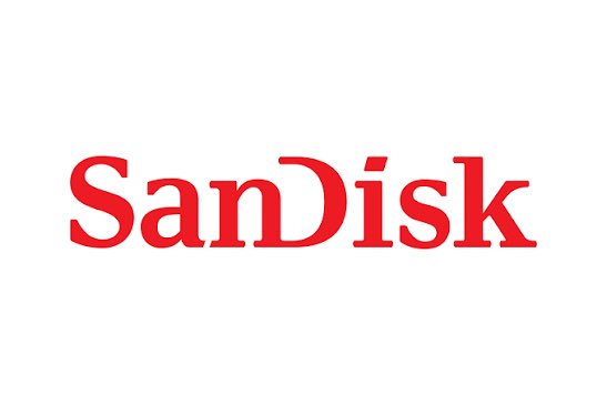 The SanDisk logo in red text on a white background.