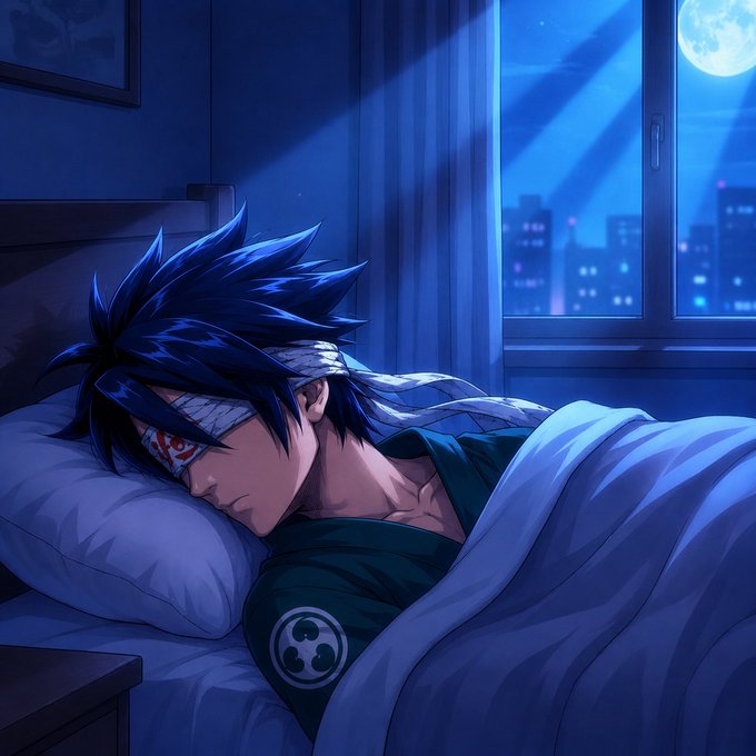 The image features a man lying down in bed, wearing a green robe and a bandana over his eyes. The man appears to be sleeping or resting peacefully. The caption of the image includes the hashtag #quipnetwork which might suggest that this is an advertisement for Quip Network.