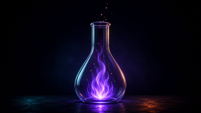 A glass flask with swirling purple flames sits on a dark surface against a black background. The image visually represents the post's theme of depleting $OSMO tokens, with the rising vapor symbolizing assets "evaporating" or dwindling over time as the seller looks for buyers.