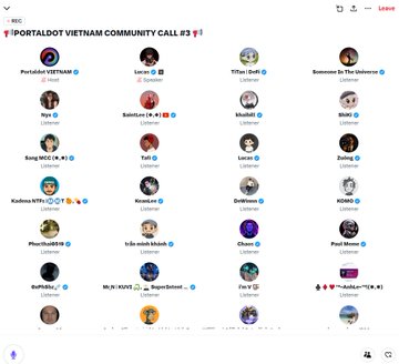 A screenshot of a Telegram group called 'PORTALDOT VIETNAM COMMUNITY CALL #3' showing a list of members with circular profile icons.